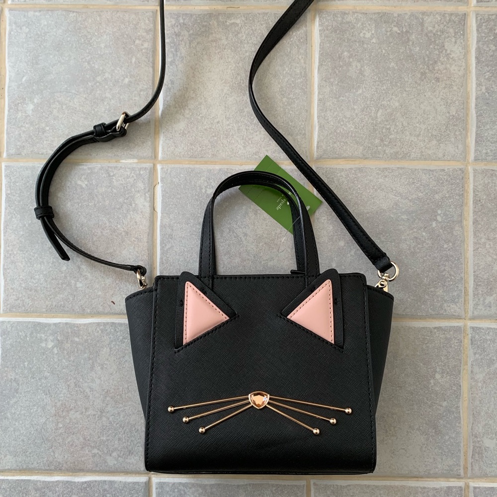 KATE SPADE MINI CAT HAYDEN BLACK SATCHEL CROSSBODY - Picture 4 of 7